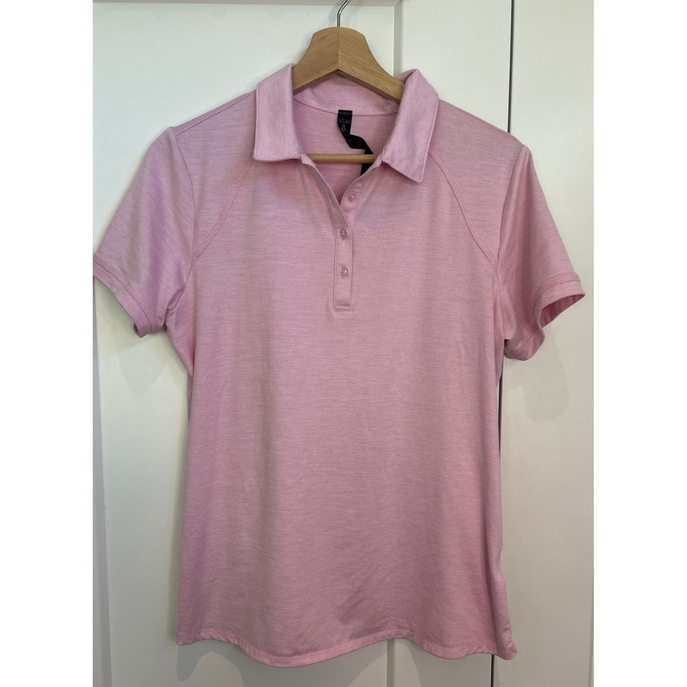 Skechers Womens Pink Heathered Performance Golf‎ Polo Shirt Size M Short Sleeve